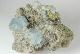 Blue Stepped Fluorite Crystals on Smoky Quartz With Chalcopyrite #186059-1